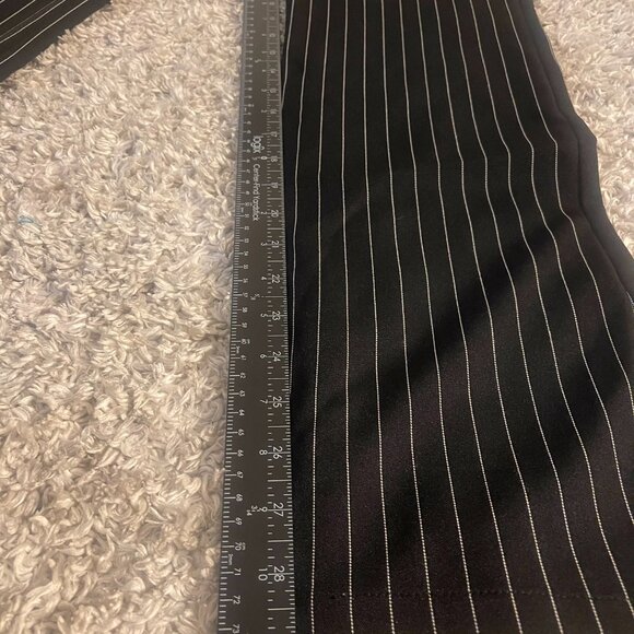 Black Pinstripe Chain Detail Pants S - Picture 6 of 7